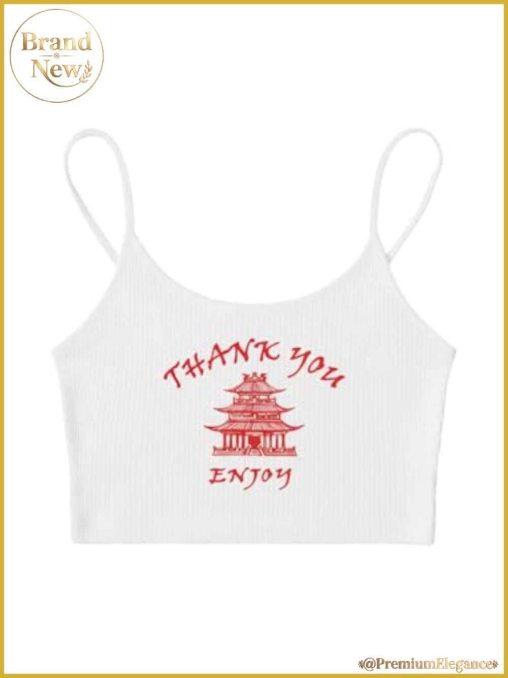 Letter Embroidery Crop Cami Sleeveless Rib Knit Summer Top